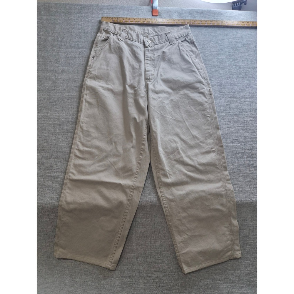 Lee Riveted Carpenter Pants Womens 14 Med Beige Cotton Workwear Utility Pockets